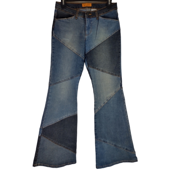 Dirty Jeans Denim - VTG 90s Dirty Jeans Brand Sz 30 Flare Distressed Sandblasted Made in USA Y2K